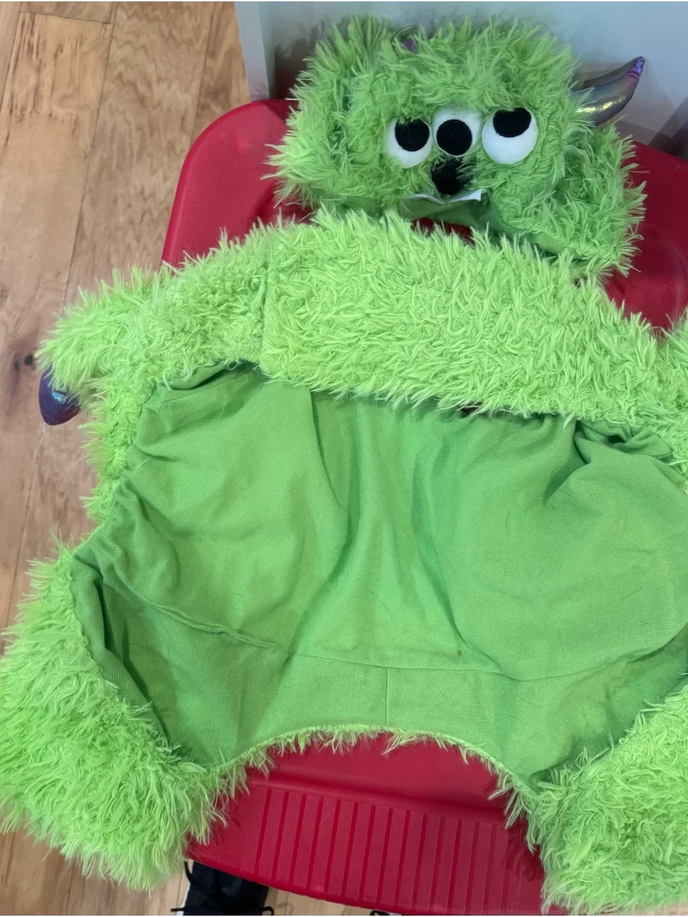 Green Fuzzy Monster Dog Costume with Hat